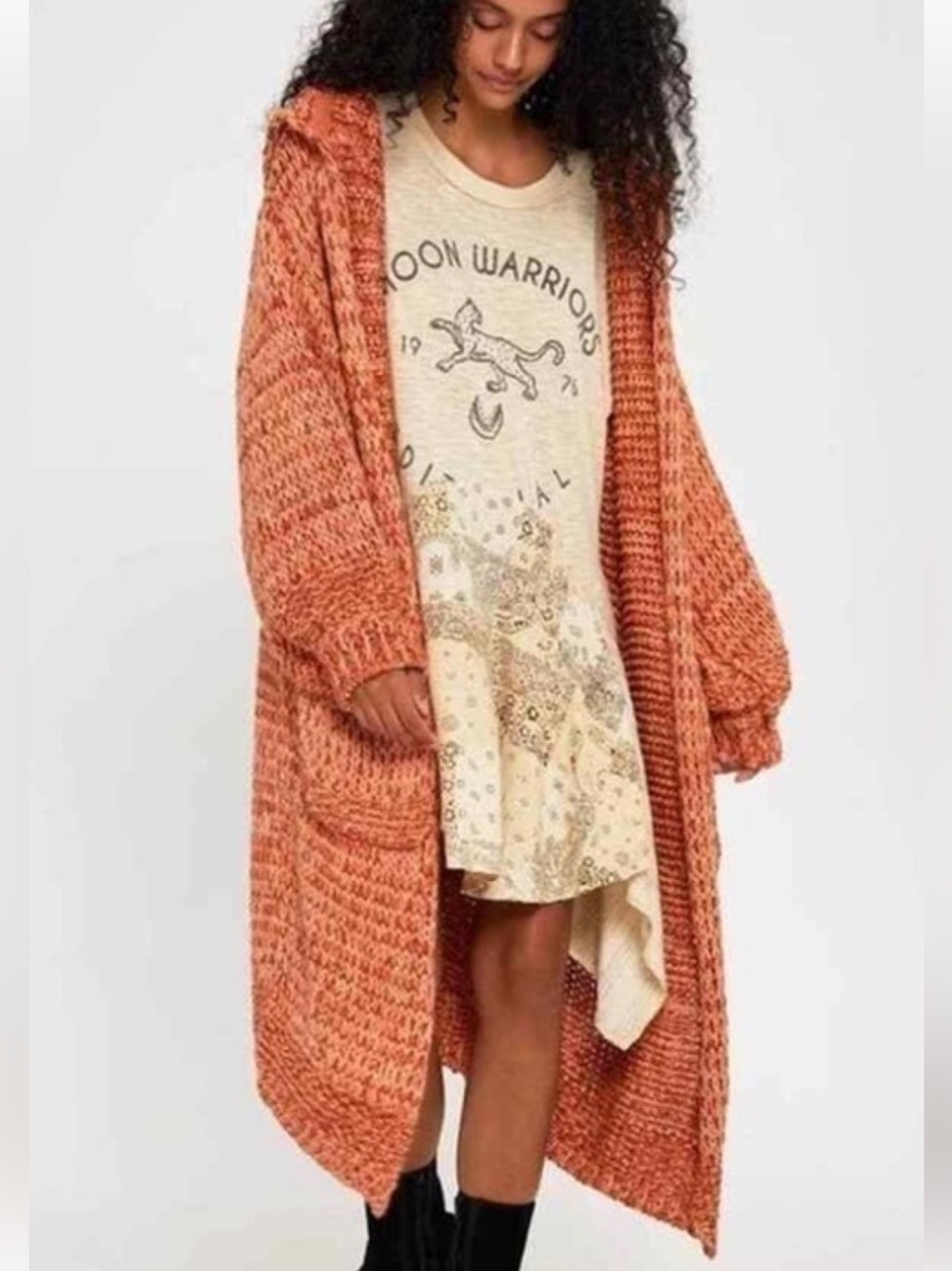 Free People Crofter Cardigan Orange size large